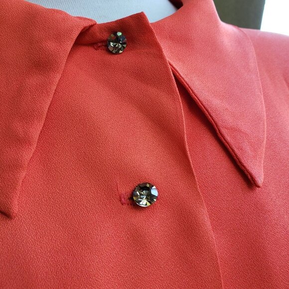 Vintage Orange Blouse / Remixed / New Updated Buttons / Large - Picture 3 of 10